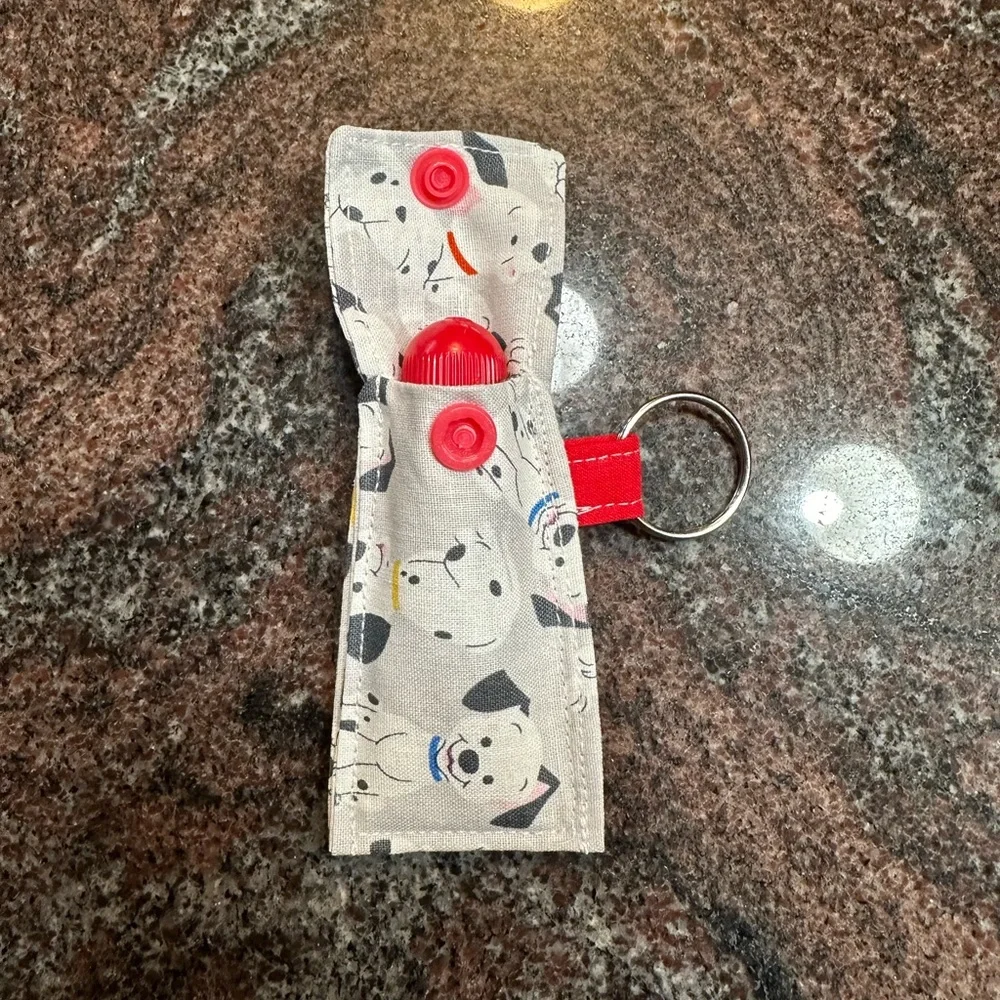 Handmade lip balm holder keychain- 101 Dalmatians